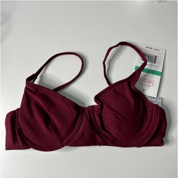 NWT 2 Piece On The Beach Burgundy Bathing Suits Size Medium and Large - Picture 2 of 6